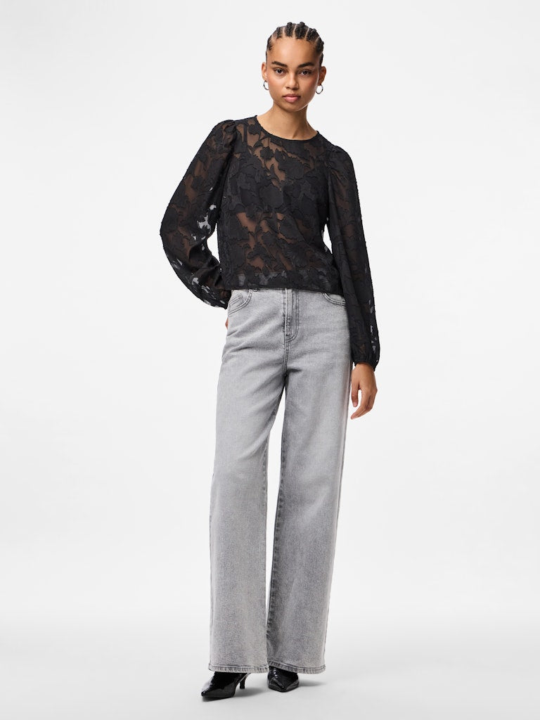 Tops - Pcnea Ls Lace Top van Pieces