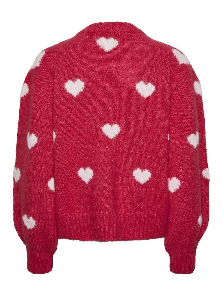 Rose Red Pulls - Pcrina Ls O-Neck Heart Knit van Pieces