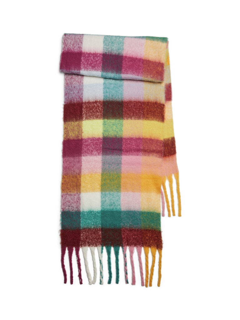 Fuchsia Purple Check ONE SIZE Sjaals - Pcriva Long Scarf van Pieces