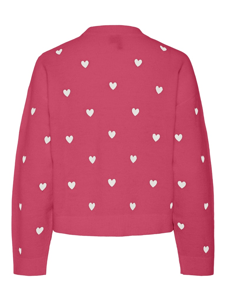 Rouge Red WHITE HEARTS Pulls - Pcpaya Ls Emb High Neck Knit van Pieces