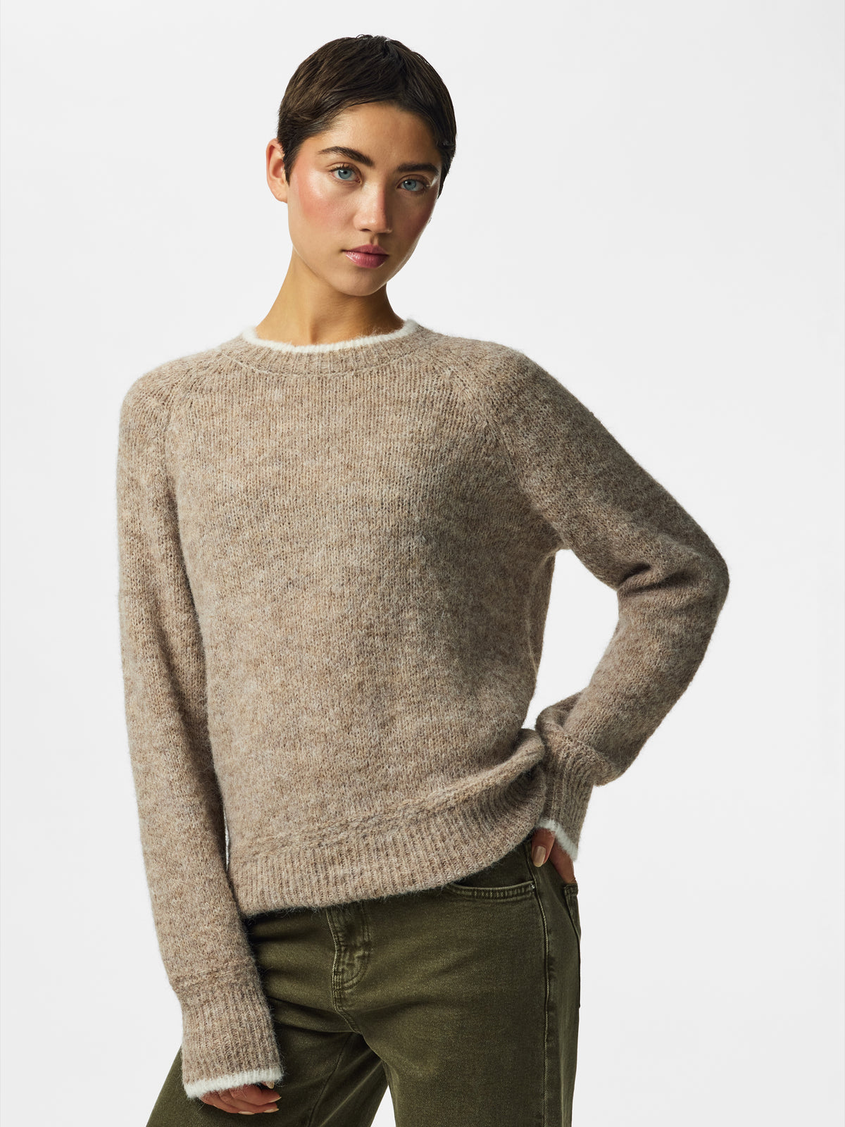 Pcivy Ls O-Neck Contrast Knit Noos - AW26