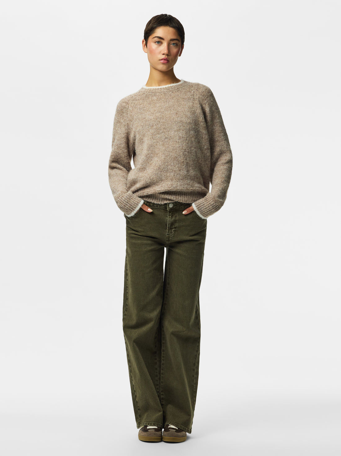Pcivy Ls O-Neck Contrast Knit Noos - AW26