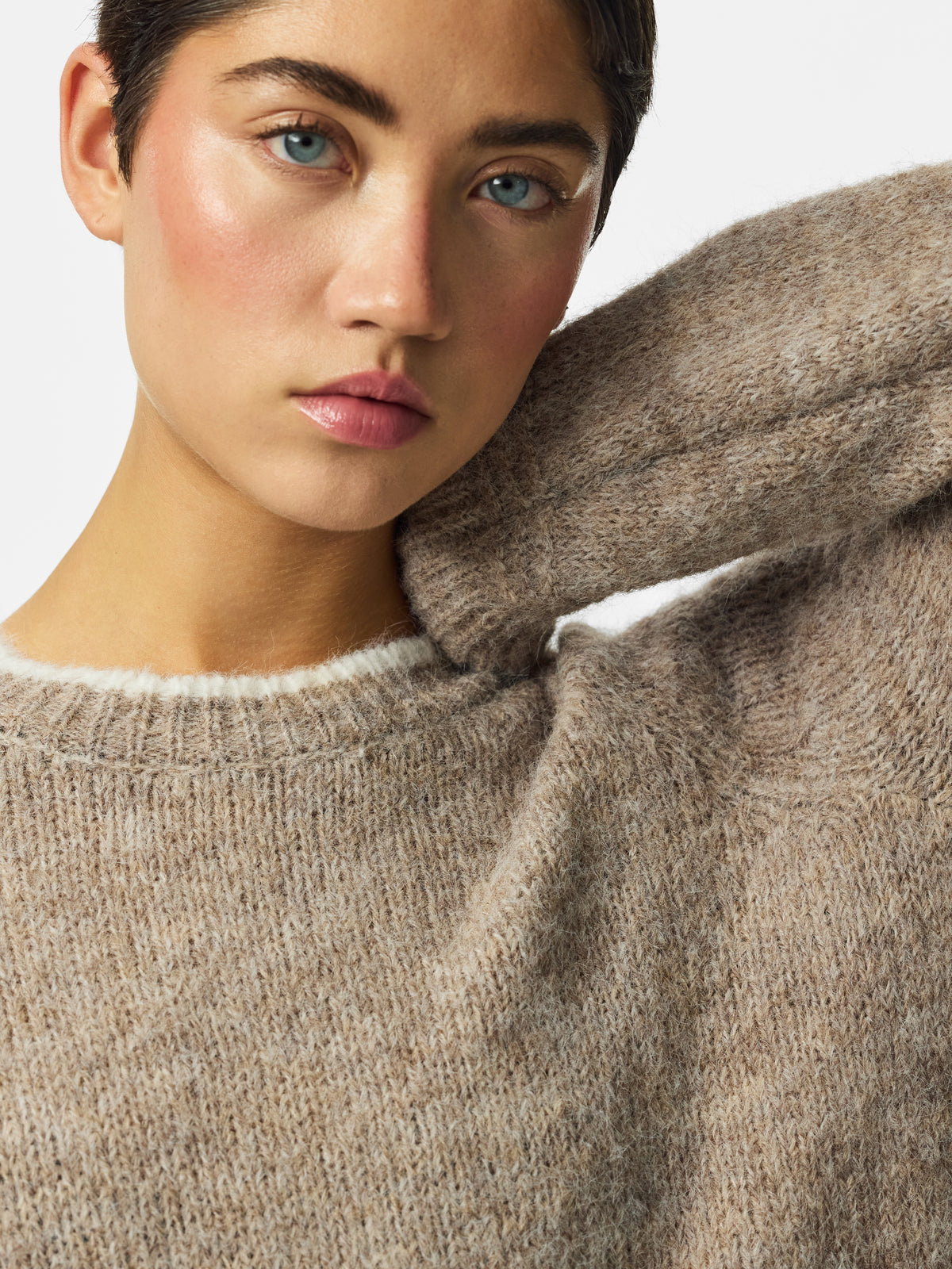 Pcivy Ls O-Neck Contrast Knit Noos - AW26