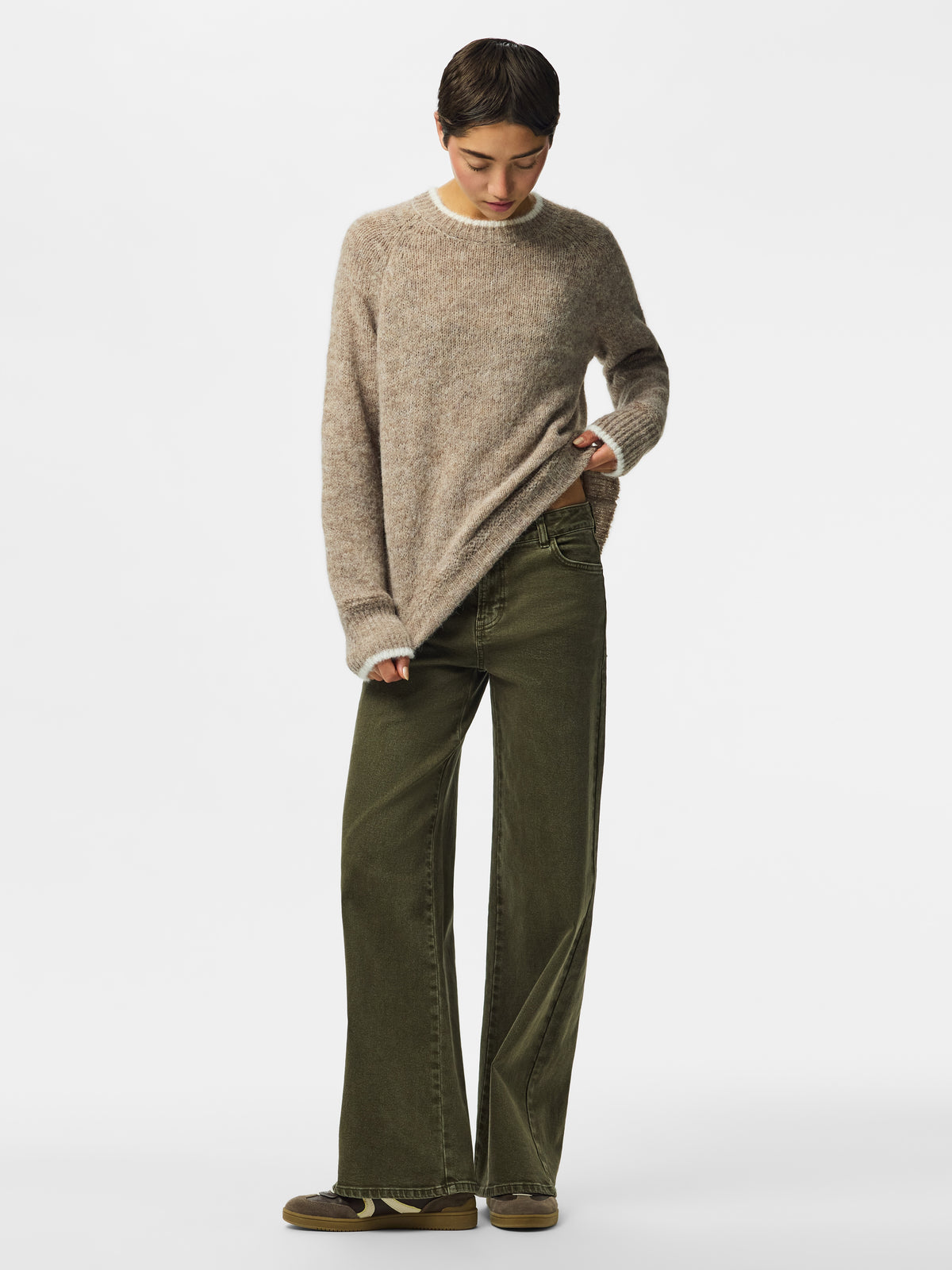 Pcivy Ls O-Neck Contrast Knit Noos - AW26
