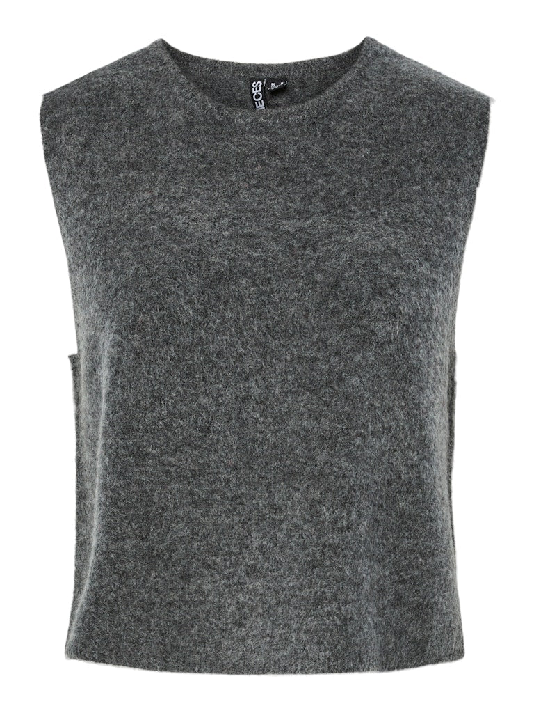 Medium grey melange Pulls - Pcjiko Sl O-Neck Knit Vest van Pieces