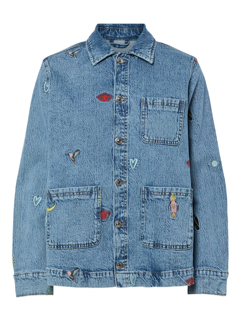Jassen - Pcjidi Ls Denim Shacket van Pieces