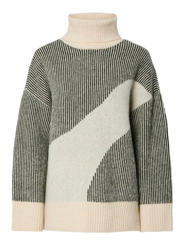 Darkest spruce Pulls - Pclinna Roll Neck Loose Knit van Pieces