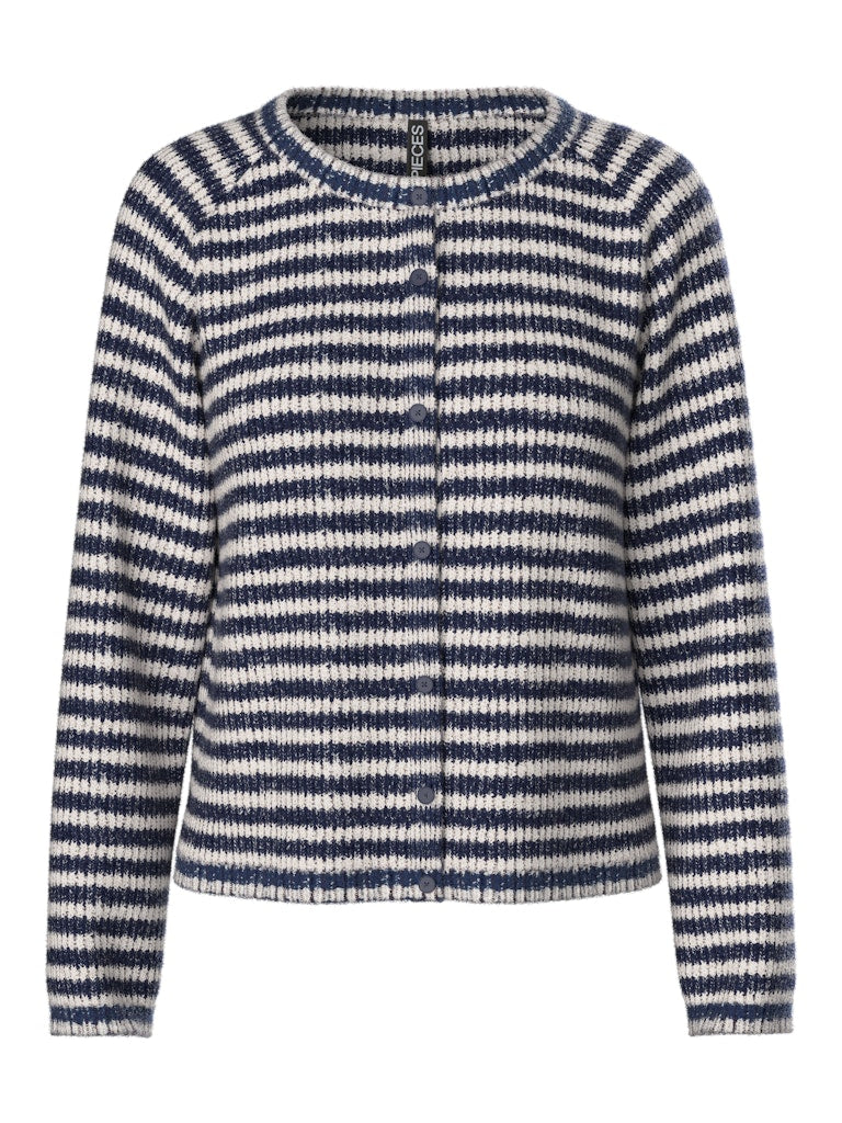 Maritime blue Pulls - Pcmalou Ls O-Neck Stripe Cardigan van Pieces