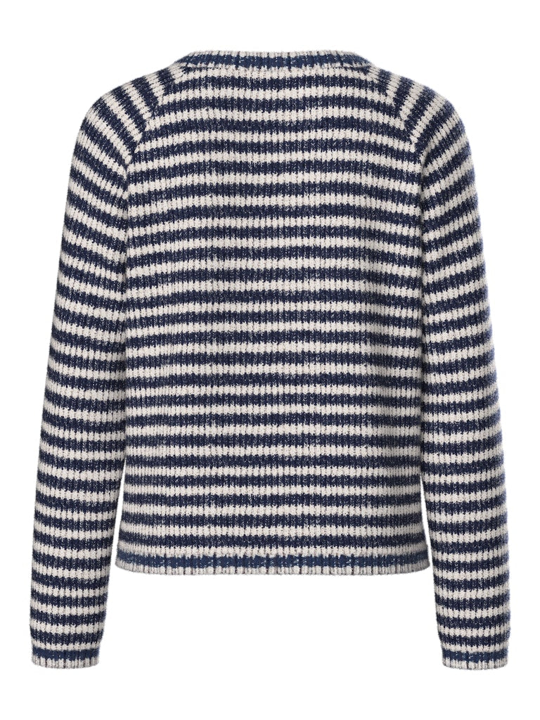 Maritime blue Pulls - Pcmalou Ls O-Neck Stripe Cardigan van Pieces