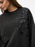 Black Sweaters - Pcmie Ls Sequins Sweatshirt van Pieces