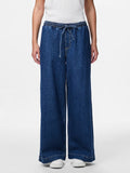 Medium blue denim 32 Broeken - Pcsilke Mw Pull Up Denim Pants D2D van Pieces