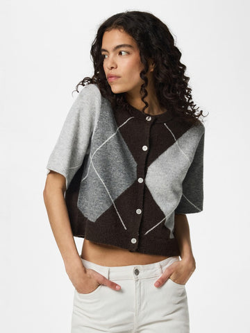 Pcsally Ss Knit Check Cardigan