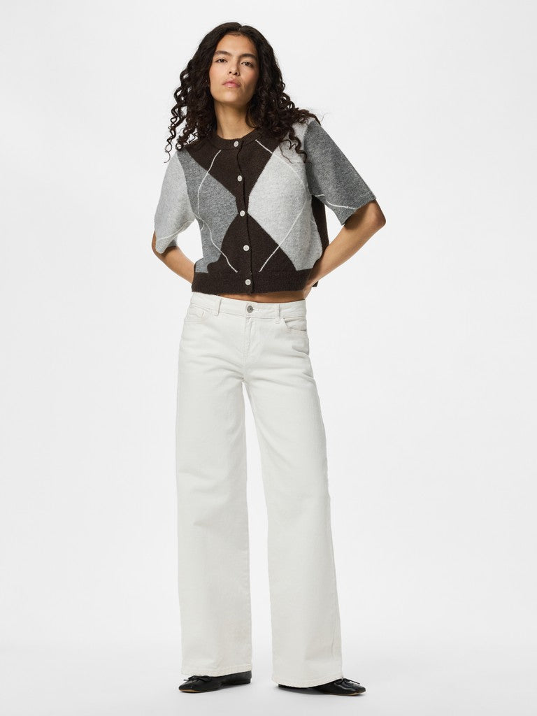 Pcsally Ss Knit Check Cardigan