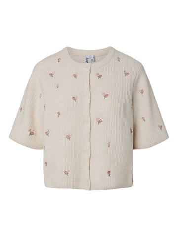 Pcsilly Ss O-Neck Emb Knit Cardigan