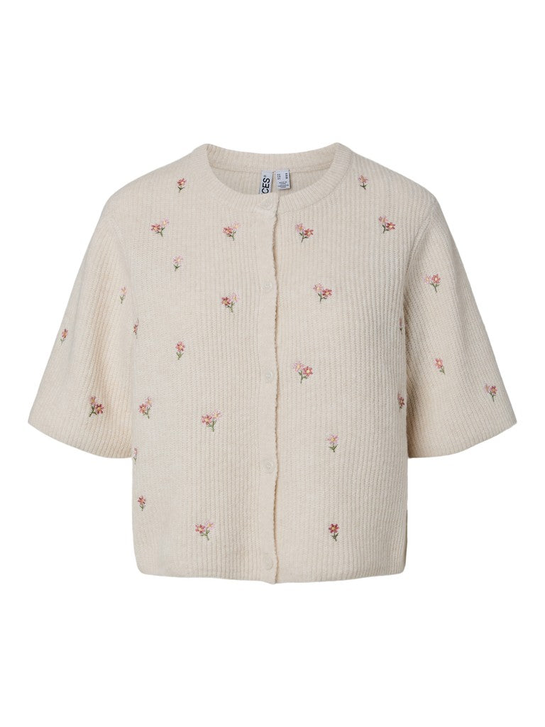 Pcsilly Ss O-Neck Emb Knit Cardigan