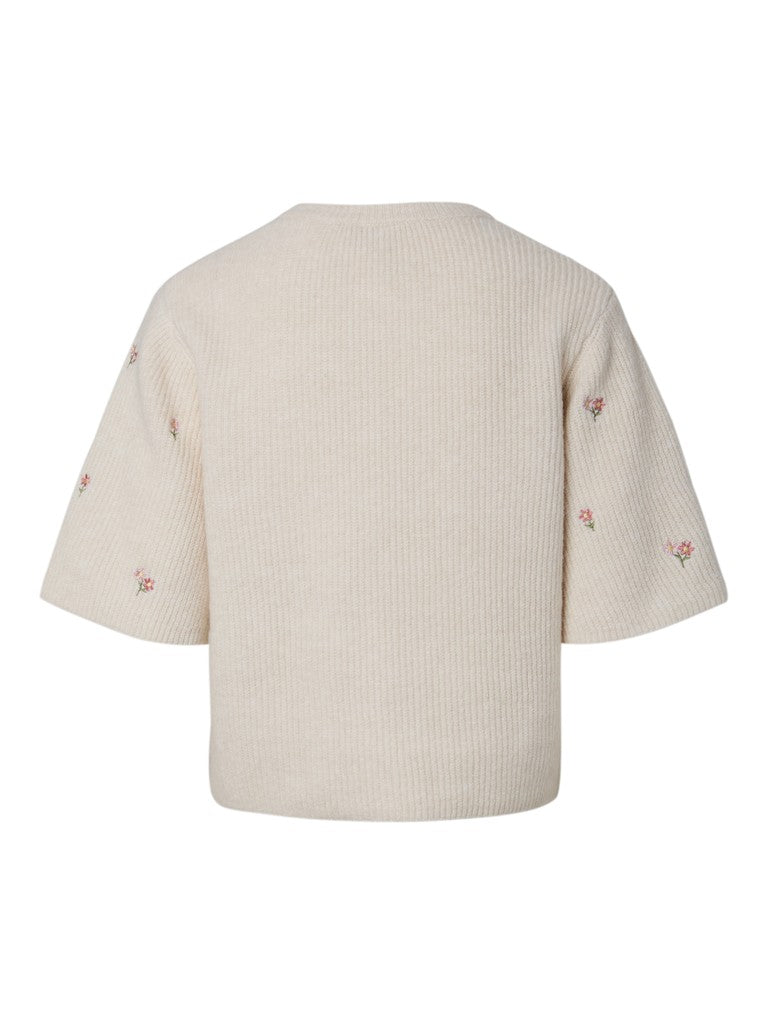 Pcsilly Ss O-Neck Emb Knit Cardigan