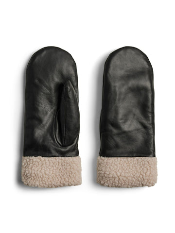 Black Handschoenen - Pcjay Leather Mittens van Pieces