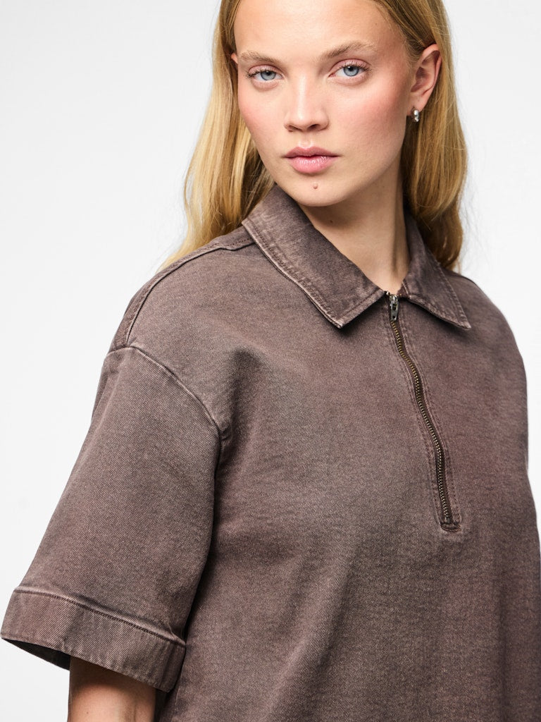 Jurken - Pcselma 3/4 Zip Denim Dress D2D van Pieces