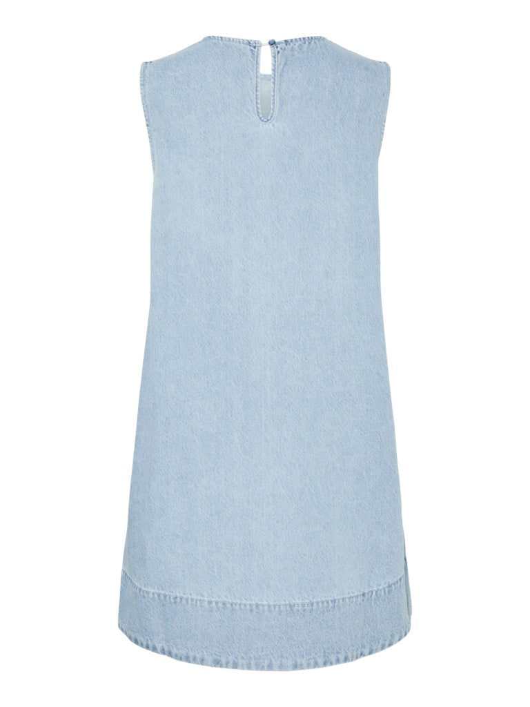 Jurken - Pcflora Sl Mini Denim Dress Noos van Pieces