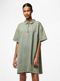 Deep Lichen Green WASHED Jurken - Pcdria 3/4 Short Zip Denim Dress D2D van Pieces