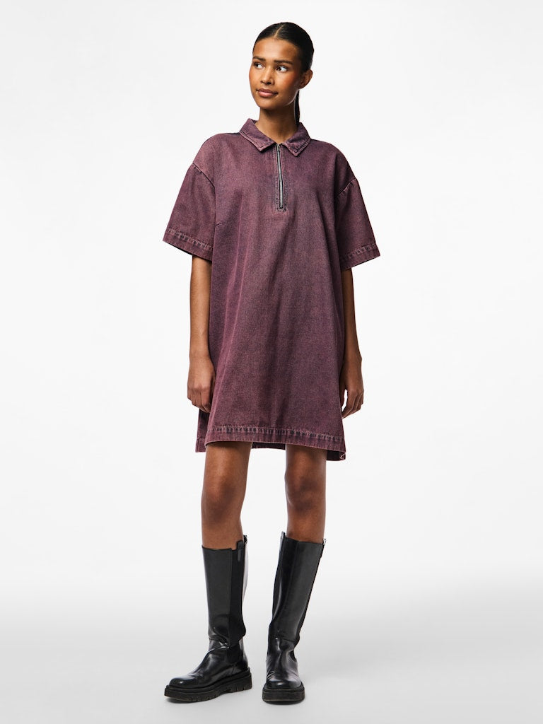 Jurken - Pcdria 3/4 Short Zip Denim Dress D2D van Pieces