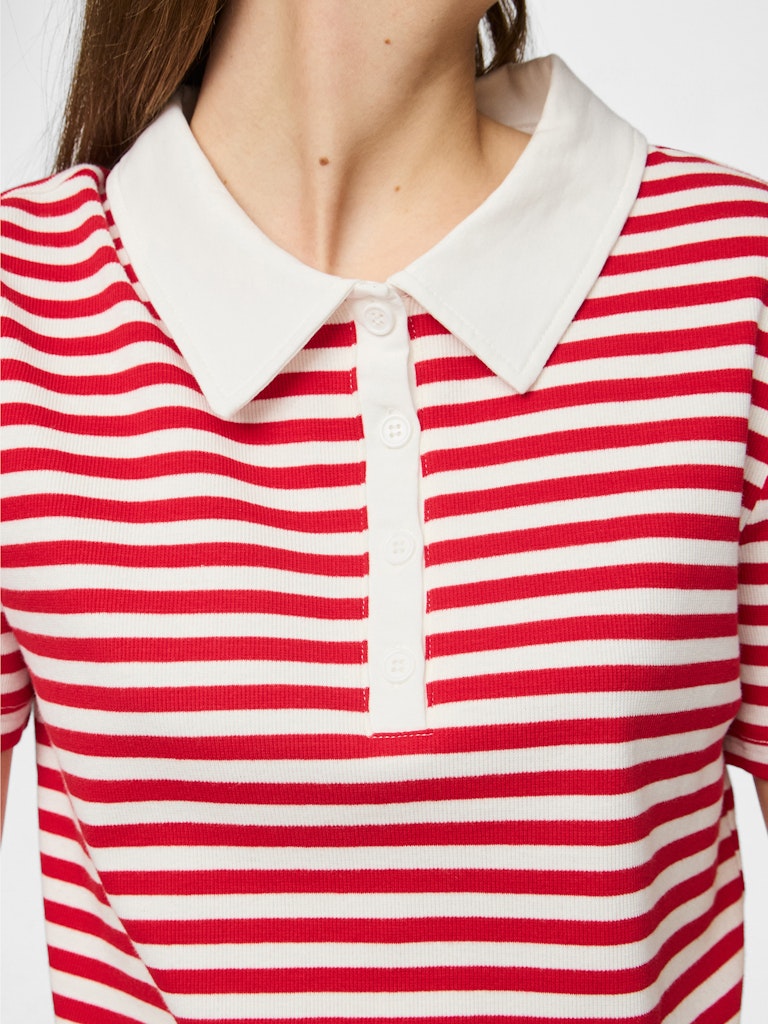 Goji berry Tops - Pcdonna Ss Rib Polo Top D2D van Pieces