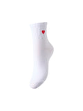 Bright White Lollipop heart ONE SIZE Sokken - Pcmova Socks van Pieces