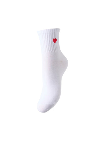 Bright White Lollipop heart ONE SIZE Sokken - Pcmova Socks van Pieces