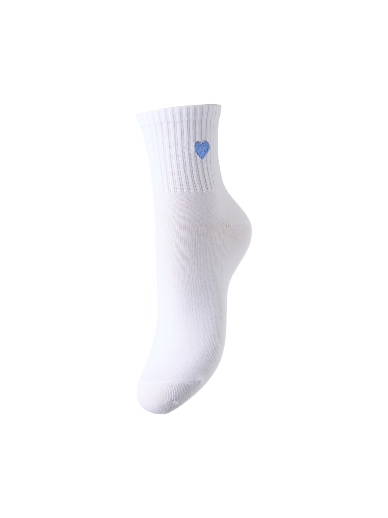 Bright White Azure blue heart ONE SIZE Sokken - Pcmova Socks van Pieces