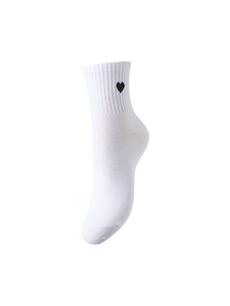 Bright White Black heart ONE SIZE Sokken - Pcmova Socks van Pieces