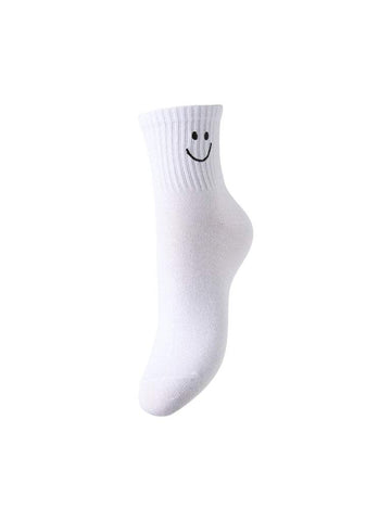 Bright White happy face ONE SIZE Sokken - Pcmindra Smiley Socks van Pieces