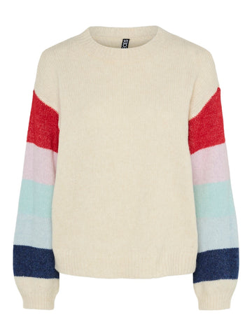 Birch Multi Pulls - Pcdella Ls O-Neck Knit van Pieces