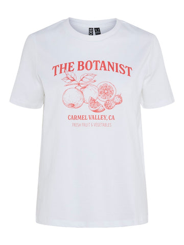 Bright White Botanist Tops - Pcsille Printed T-Shirt van Pieces