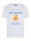 Bright White New Orleans Tops - Pcsille Printed T-Shirt van Pieces