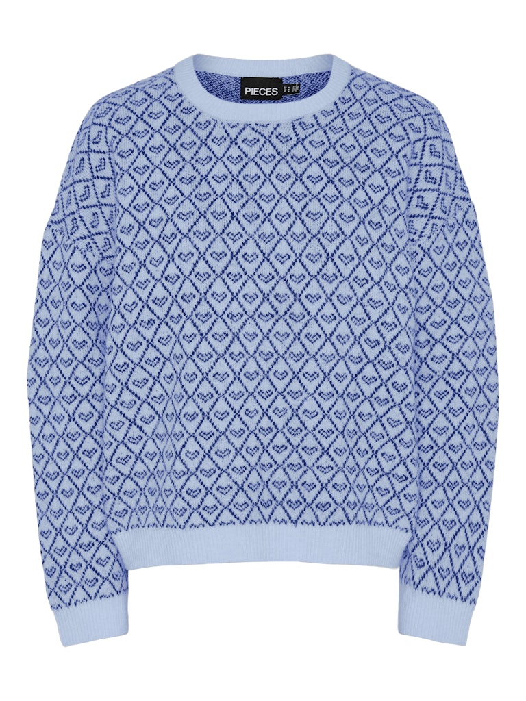 Cashmere Blue Surf The Web Hearts Pulls - Pcnavi Ls O-Neck Knit van Pieces