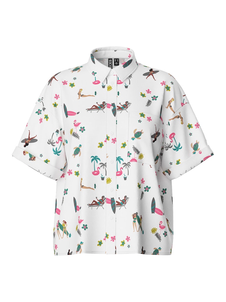 Bright White Beach print Shirts - Pctrinique Ss Shirt van Pieces