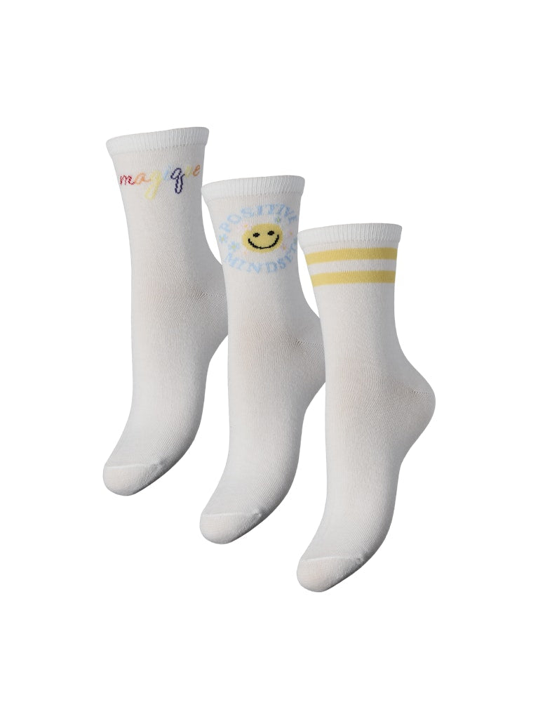 Bright White 3 PACK ONE SIZE Sokken - Pctamera Socks 3-Pack van Pieces
