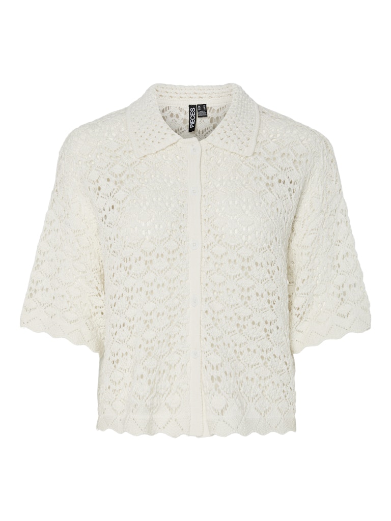 Cloud Dancer Tops - Pcfalka Ss Knit Shirt van Pieces