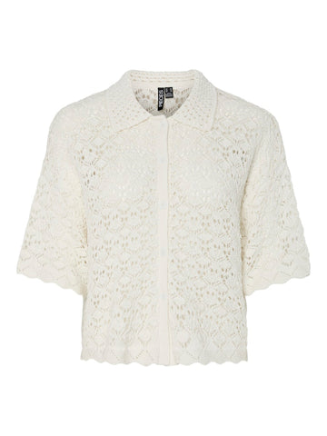 Cloud Dancer Tops - Pcfalka Ss Knit Shirt van Pieces