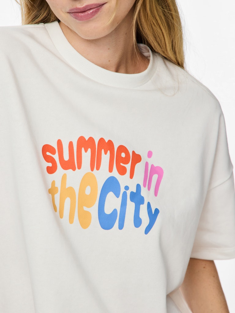 Bright White Summer in the city Sweaters - Pcchilli Summer 2/4 Loose Print Sweat van Pieces