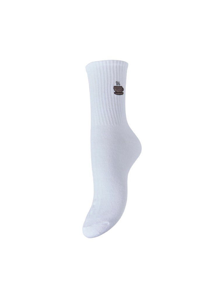 Bright white coffee ONE SIZE Sokken - Pcmolly Embroidery Socks D2D van Pieces