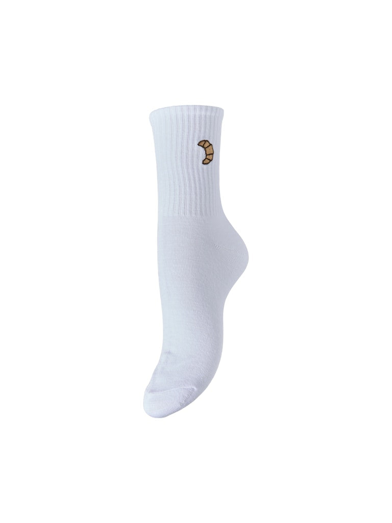 Bright white croissant ONE SIZE Sokken - Pcmolly Embroidery Socks D2D van Pieces