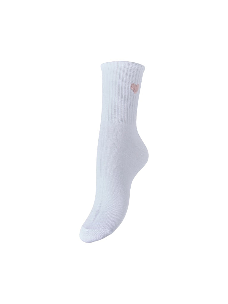 Bright white roze hartje ONE SIZE Sokken - Pcmolly Embroidery Socks D2D van Pieces