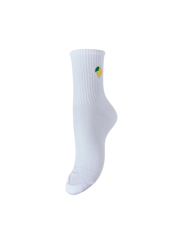 Bright white citroentje ONE SIZE Sokken - Pcmolly Embroidery Socks D2D van Pieces