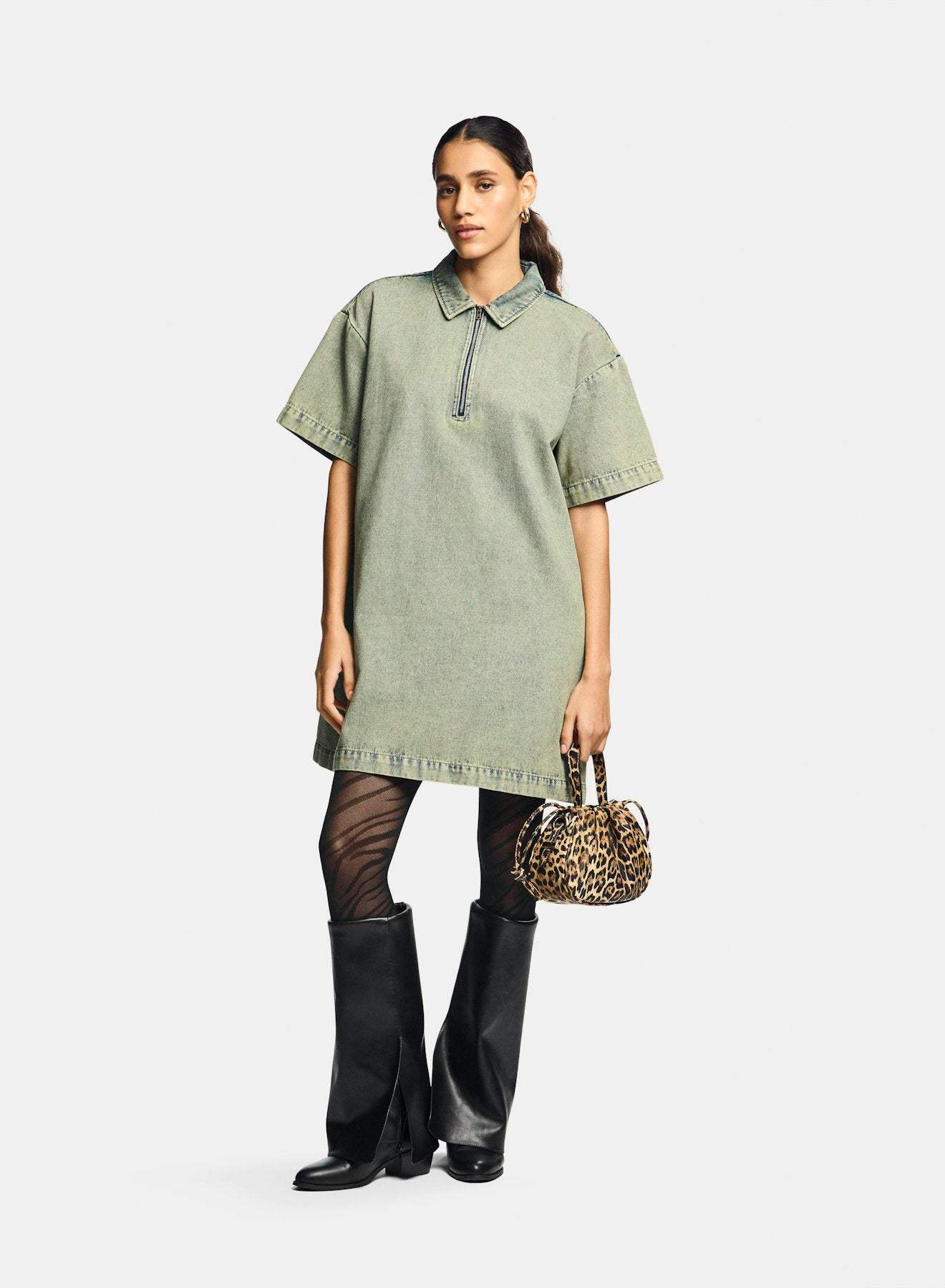 Jurken - Pcdria 3/4 Short Zip Denim Dress D2D van Pieces