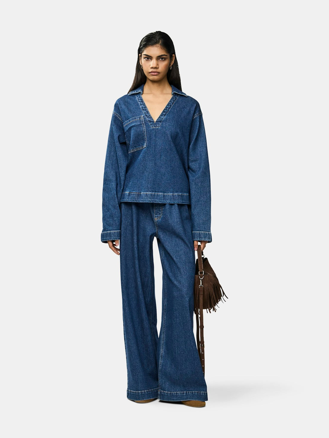 Broeken - Pcsilke Mw Pull Up Denim Pants D2D van Pieces