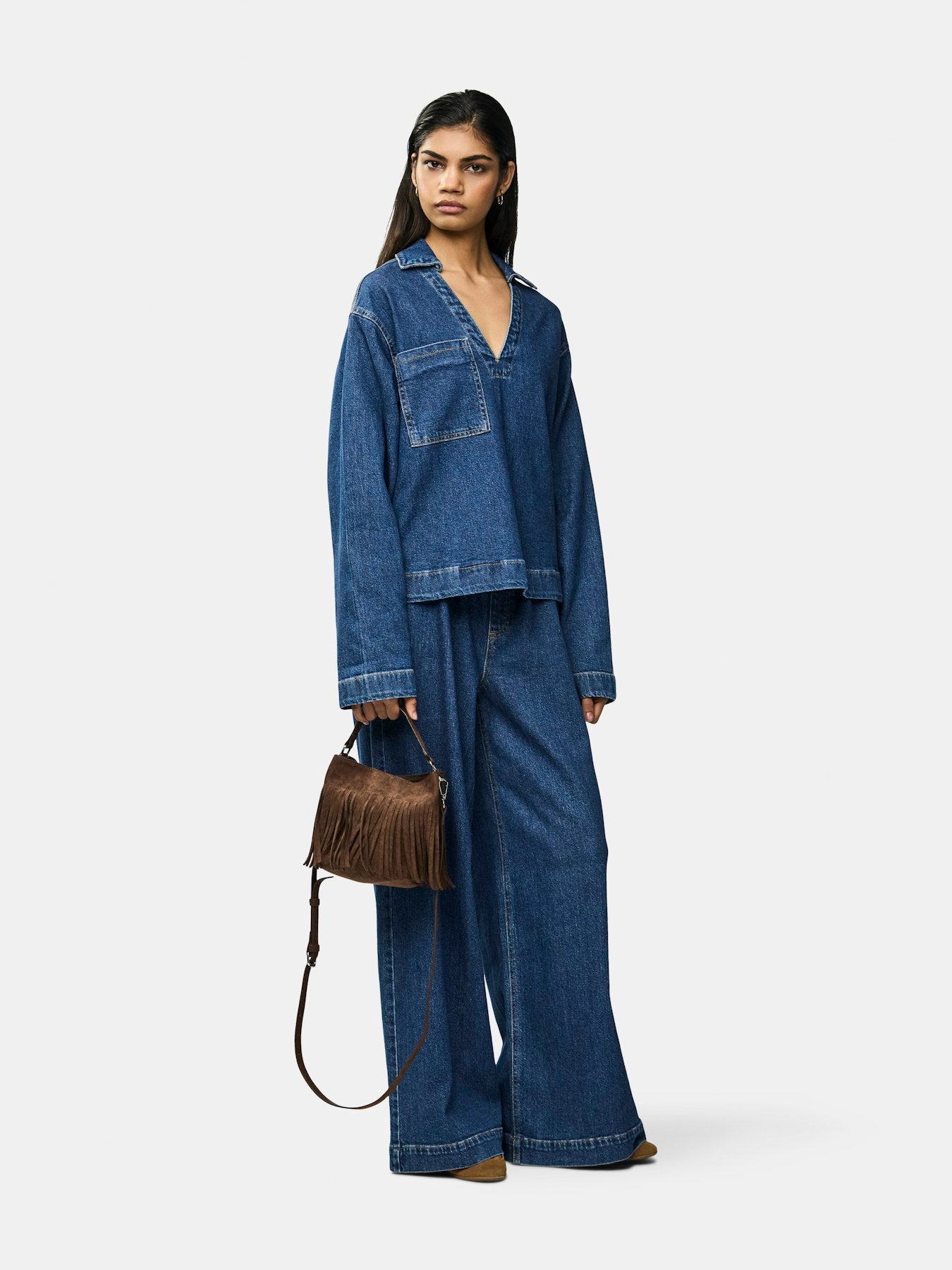 Broeken - Pcsilke Mw Pull Up Denim Pants D2D van Pieces
