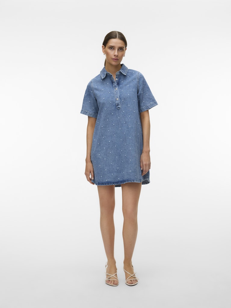 Vmocina Ss Emb Denim Dress