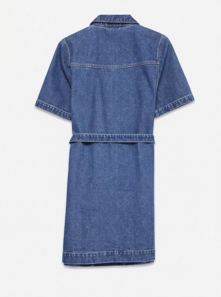 Vmlouise Ss Zip Short Denim Dress Noos