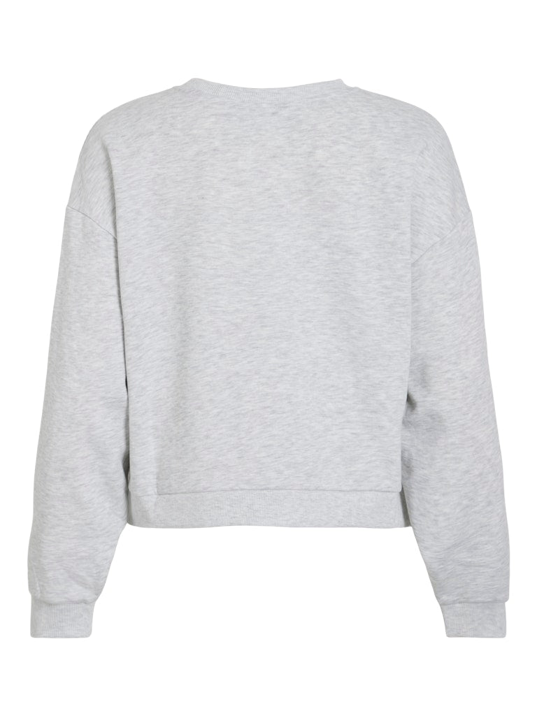 Light Grey Melange AURORA RED BISOUS BISOUS Sweaters - Viminna Loose Text Sweatshirt van Vila